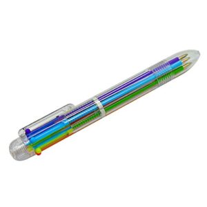 Maydahui 12PCS Multicolor Ballpoint Pen 6-in-1 Retractable Ball Point Pens Transparent Barrel for Office School Students