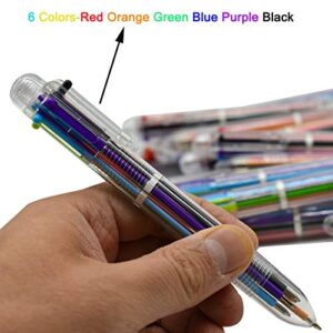 Maydahui 12PCS Multicolor Ballpoint Pen 6-in-1 Retractable Ball Point Pens Transparent Barrel for Office School Students