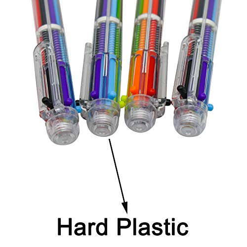 Maydahui 12PCS Multicolor Ballpoint Pen 6-in-1 Retractable Ball Point Pens Transparent Barrel for Office School Students