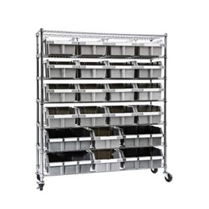 seville classics web560 7-tier nsf 21 bin rack shelving, gray