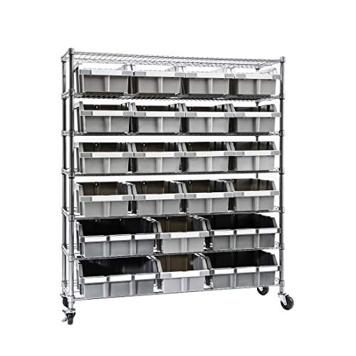 Seville Classics WEB560 7-Tier NSF 21 Bin Rack Shelving, Gray