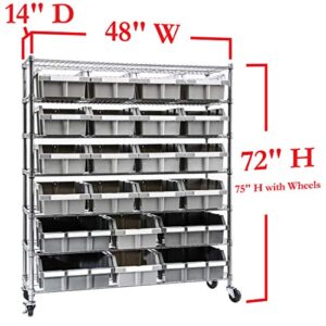 Seville Classics WEB560 7-Tier NSF 21 Bin Rack Shelving, Gray