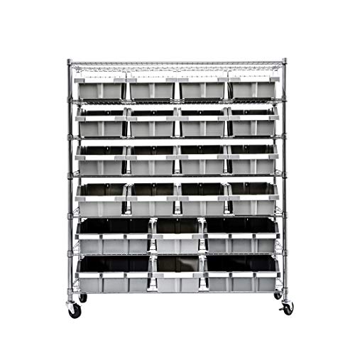 Seville Classics WEB560 7-Tier NSF 21 Bin Rack Shelving, Gray