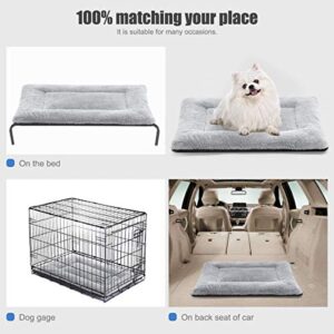 SIWA MARY Dog Bed Mat Soft Crate Pad Washable Anti-Slip Mattress for Large Medium Small Dogs and Cats Kennel Pad (23'' x 18'', Grey)