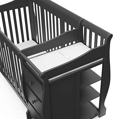 STORKCRAFT Portofino 4 In 1 Fixed Side Convertible Crib Changer, Gray