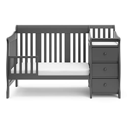 STORKCRAFT Portofino 4 In 1 Fixed Side Convertible Crib Changer, Gray
