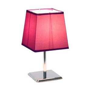 Simple Designs LT2062-PRP Mini Chrome Squared Empire Fabric Shade Table Lamp, Purple