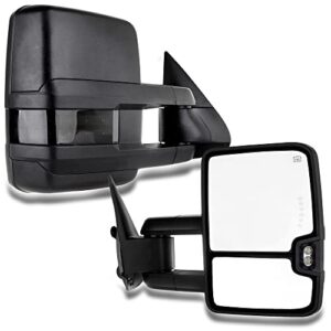 cciyu tow mirrors car mirrors lh left rh right black towing mirrors compatible with 1999-2002 for chevy silverado gmc sierra 1500/2500 with power adjusted heated led turn signal light