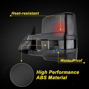 cciyu Tow Mirrors Car Mirrors LH Left RH Right Black Towing Mirrors Compatible with 1999-2002 for Chevy Silverado GMC Sierra 1500/2500 with Power Adjusted Heated LED Turn Signal Light