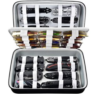 knife display case for pocket knifes, knives displaying storage box and carrying organizer holds up to 44+ folding knife for survival, tactical, outdoor, for edc mini knife (knife case standard)