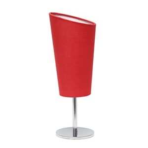 simple designs lt2061-red mini chrome angled fabric shade table lamp, red