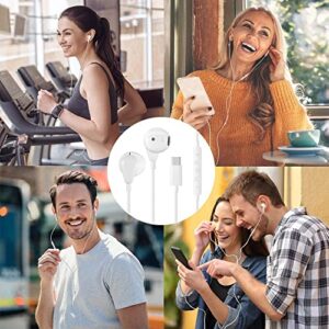 USB Type C Headphones, USB C Earphone Earbuds HiFi Stereo Audio with Mic & Volume Control, 1.2m, White