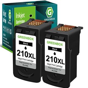 GREENBOX Remanufactured PG-210XL Ink Cartridge Replacement for Canon 210XL Black Ink Cartridge, High Yield for Canon PIXMA IP2702 MX410 MP495 MP230 MP240 MP280 MX340 MX350 MX360 Printer (2-Black)