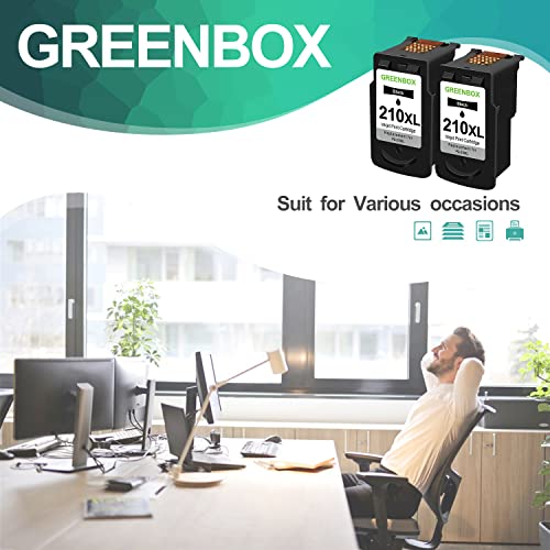 GREENBOX Remanufactured PG-210XL Ink Cartridge Replacement for Canon 210XL Black Ink Cartridge, High Yield for Canon PIXMA IP2702 MX410 MP495 MP230 MP240 MP280 MX340 MX350 MX360 Printer (2-Black)