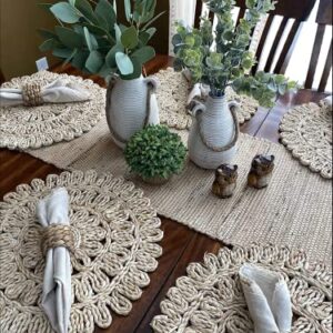 Hand-Made Table Runner - 13'' x 72'' Vintage Farmhouse Mats for Parties, Dining Table, Coasters - Decorative Jute Natural Fibers - Eco-Friendly Accessory - Natural – The Home Talk Store