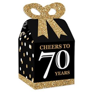 big dot of happiness adult 70th birthday - gold - square favor gift boxes - birthday party bow boxes - set of 12