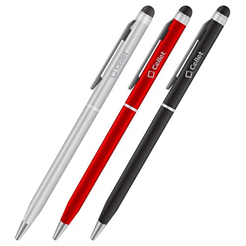 PRO Stylus Pen for Samsung Galaxy Tab S6 Lite with Ink, High Accuracy, Extra Sensitive, Compact Form for Touch Screens [3 Pack-Black-Red-Silver]