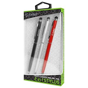 PRO Stylus Pen for Samsung Galaxy Tab S6 Lite with Ink, High Accuracy, Extra Sensitive, Compact Form for Touch Screens [3 Pack-Black-Red-Silver]