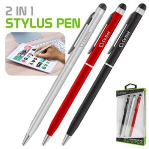 PRO Stylus Pen for Samsung Galaxy Tab S6 Lite with Ink, High Accuracy, Extra Sensitive, Compact Form for Touch Screens [3 Pack-Black-Red-Silver]