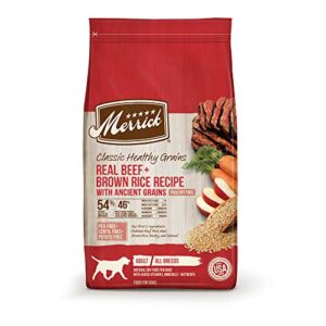 merrick classic healthy grains real beef & brown rice recipe with ancient grains dry dog food, 25 lbs.