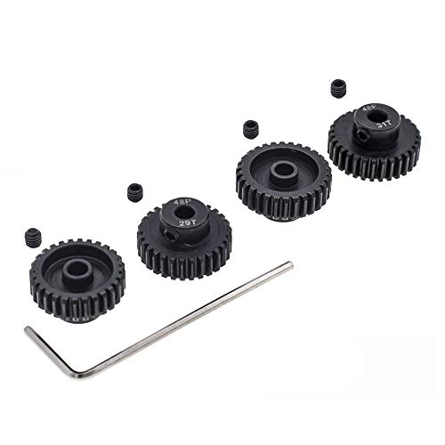4pcs 48P Pinion Gear 3.175mm Set Hardened 28T 29T 30T 31T 48DP Pitch Gears RC Upgrade Part with Screwdriver