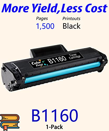 1-Pack ColorPrint Compatible B1160 Toner Cartridge Replacement for Dell B1160W 1160 Work with YK1PM 331-7335 HF44N HF442 B1163W B1165NFW Mono Laser Printer (Black)