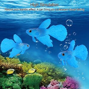 Taidda Artificial Small Fish, Silicone Fish Tank Ornament Aquarium Decoration Funny Fake Fish Decoration for Freshwater Saltwater AquariumBlue Betta Fish