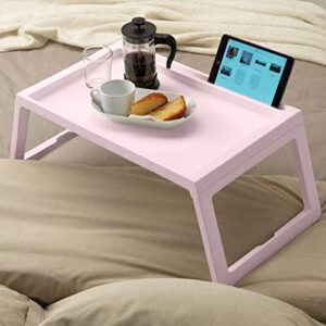 plastic bed tray with folding legs, lap tray breakfast tray great for breakfast in bed or eating tray, for computer ipad book coloring stand - 5 color