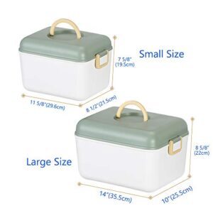 Poeland Storage Bins with Lids and Handle Portable Storage Box Basket Set of 2