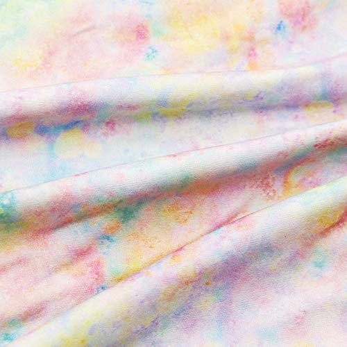 David Angie Tie Dye Printed Double Brushed Polyester Fabric Soft Smooth 4 Way Stretch Knit Fabric by The Yard for Dress Sewing (Colorful)