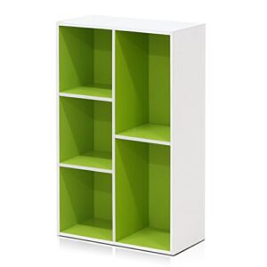 Furinno 11107WH-GR 7 Reversible, 11-Cube, White Green & Luder Bookcase/Book/Storage, 5-Cube, White/Green