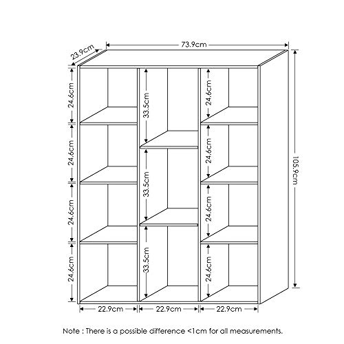 Furinno 11107WH-GR 7 Reversible, 11-Cube, White Green & Luder Bookcase/Book/Storage, 5-Cube, White/Green