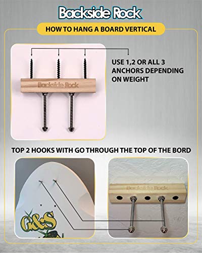 LN Backside Rock Skateboard Hooks | Premium Wall Hanger Setup | Skate Holder Rack Display | Vertical and Horizontal Hook | Deck and Full Setup for Heavy Duty Quality. (01)