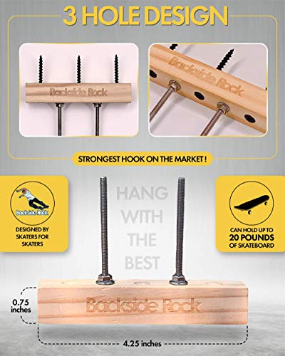 LN Backside Rock Skateboard Hooks | Premium Wall Hanger Setup | Skate Holder Rack Display | Vertical and Horizontal Hook | Deck and Full Setup for Heavy Duty Quality. (01)