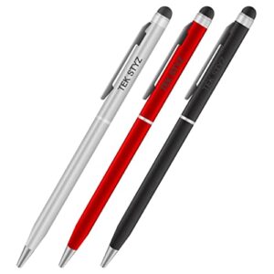 pro stylus pen for samsung galaxy s6 edge with ink, high accuracy, extra sensitive, compact form for touch screens [3 pack-black-red-silver]