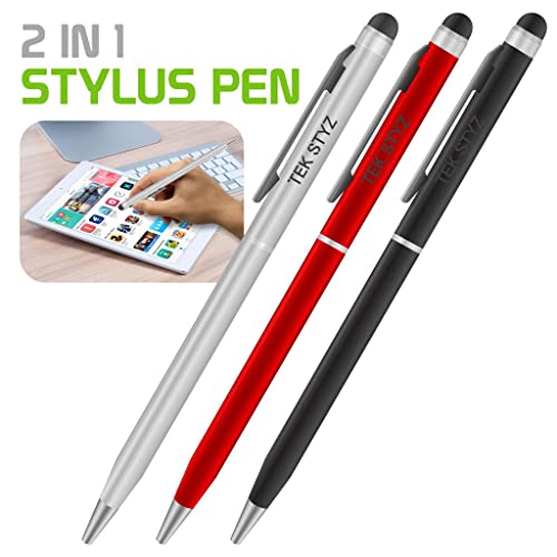 PRO Stylus Pen for Samsung Galaxy S6 Edge with Ink, High Accuracy, Extra Sensitive, Compact Form for Touch Screens [3 Pack-Black-Red-Silver]