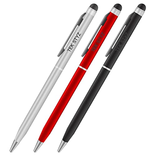 PRO Stylus Pen for Samsung Galaxy S6 Edge Plus with Ink, High Accuracy, Extra Sensitive, Compact Form for Touch Screens [3 Pack-Black-Red-Silver]