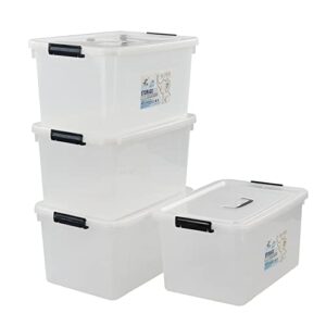 ortodayes 18 liter clear plastic box with lid, 4-pack clear storage bins