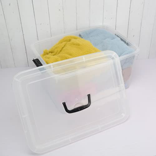 Ortodayes 18 Liter Clear Plastic Box with Lid, 4-pack Clear Storage Bins