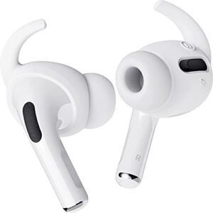 elago 4 pairs airpods pro ear hooks covers - comfortable and secure fit, improved sound quality, precise cutout design, accessories compatible with airpods pro [us patent registered] (white)