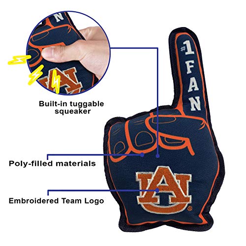 NCAA Auburn Tigers #1 Fan Toy for Dogs & Cats. Best Tough PET Toy with Inner Squeaker.