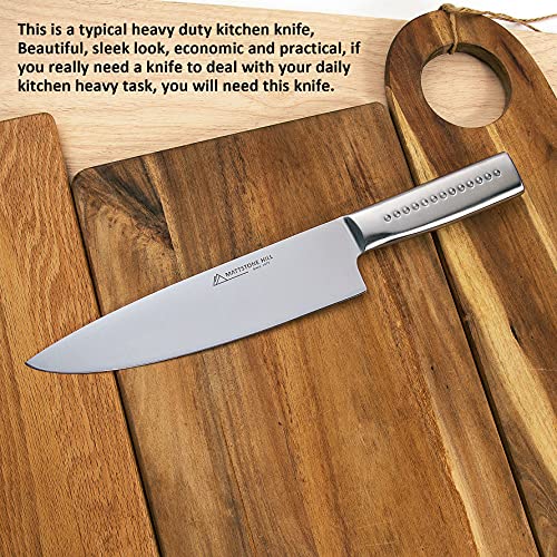 Chef Knife - MATTSTONE HILL 9 Inch Professional Kitchen Knife, German Steel Ultra Sharp Chefs Knife, Vegetable Knife, 304 Stainless Steel Handle