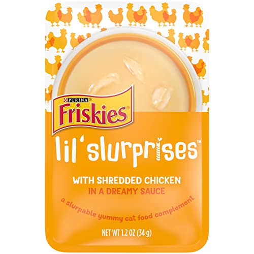 Purina Friskies Wet Cat Food Complement, Lil’ Slurprises With Shredded Chicken in a Dreamy Sauce - (16) 1.2 oz. Pouches