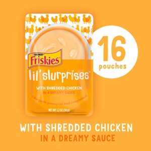 Purina Friskies Wet Cat Food Complement, Lil’ Slurprises With Shredded Chicken in a Dreamy Sauce - (16) 1.2 oz. Pouches