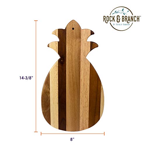 Totally Bamboo Rock & Branch Series Shiplap Pineapple Shaped Wood Serving and Cutting Board | Great for Wall Art