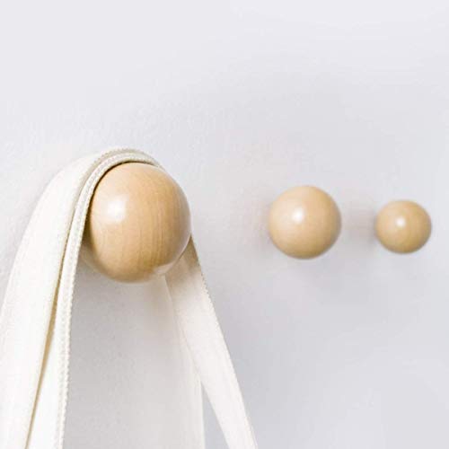 30GO Wall Hooks, Modern Wooden Coat Hooks(Pack of 4pcs) , Single Hat Rack