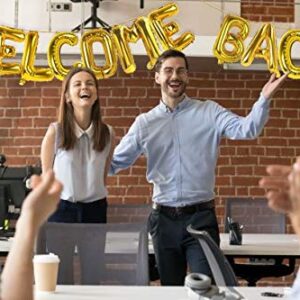 Treasures Gifted Gold Welcome Back Balloons - 16 Inch Welcome Back Decorations for Office, School, Home & More - Welcome Home Balloons, Welcome Home Decorations - Welcome Back Banner for Office & Home