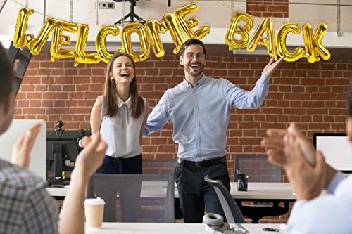 Treasures Gifted Gold Welcome Back Balloons - 16 Inch Welcome Back Decorations for Office, School, Home & More - Welcome Home Balloons, Welcome Home Decorations - Welcome Back Banner for Office & Home