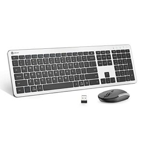 iclever gk08 wireless keyboard and mouse - rechargeable wireless keyboard ergonomic full size design with number pad, 2.4g stable connection slim mac keyboard and mouse for windows, mac os computer