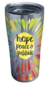 tervis hope peace gratitude triple walled insulated tumbler, 20oz legacy, stainless steel